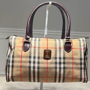 Burberry Beige and Red Plaid Handbag